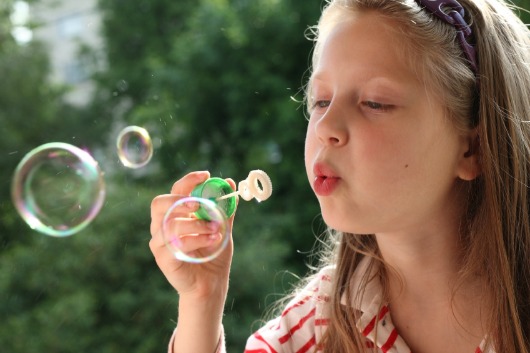 Bubble blowing: spring activity for kids