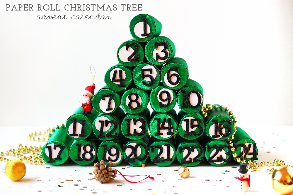 Paper Roll Christmas Tree Advent Calendar by Squirrelly Minds