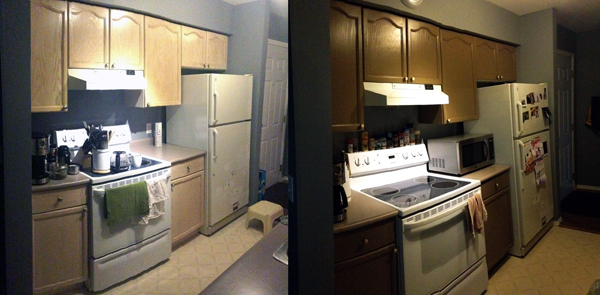 Old versus new kitchen cupboards